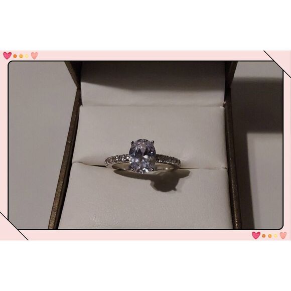 1.67 Ct. Oval/Round Pave Genuine Diamond Simulant Engagement/Bridal Ring Sz 8 - Picture 1 of 4